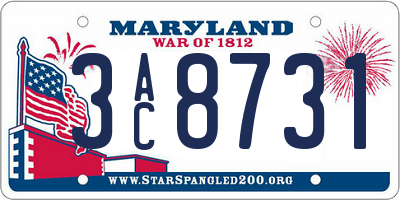 MD license plate 3AC8731