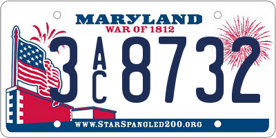 MD license plate 3AC8732
