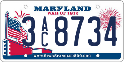 MD license plate 3AC8734