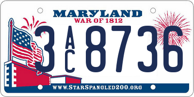 MD license plate 3AC8736