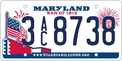 MD license plate 3AC8738