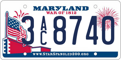 MD license plate 3AC8740