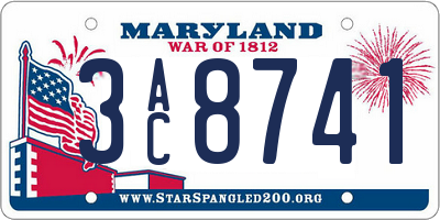 MD license plate 3AC8741