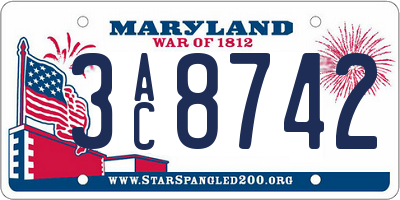 MD license plate 3AC8742