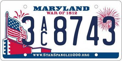 MD license plate 3AC8743