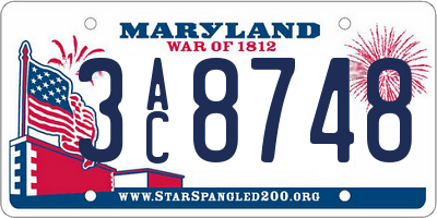 MD license plate 3AC8748