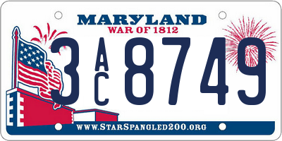 MD license plate 3AC8749