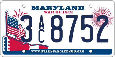 MD license plate 3AC8752