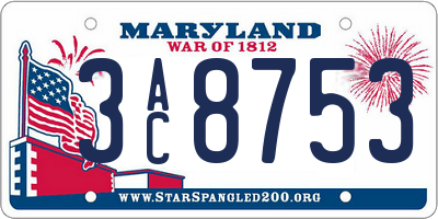 MD license plate 3AC8753