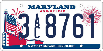 MD license plate 3AC8761