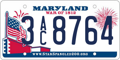 MD license plate 3AC8764