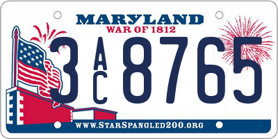 MD license plate 3AC8765