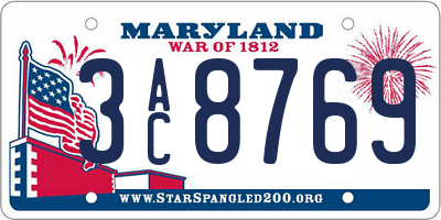 MD license plate 3AC8769