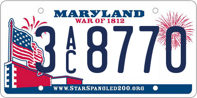 MD license plate 3AC8770