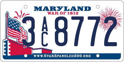 MD license plate 3AC8772
