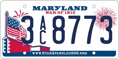 MD license plate 3AC8773
