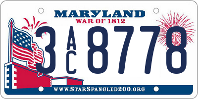 MD license plate 3AC8778