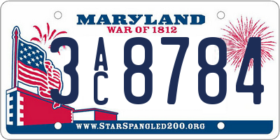 MD license plate 3AC8784