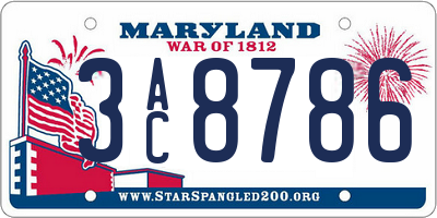 MD license plate 3AC8786