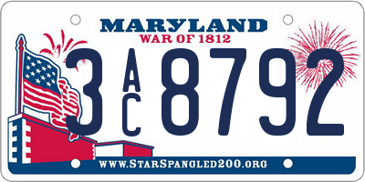 MD license plate 3AC8792