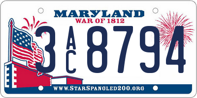 MD license plate 3AC8794