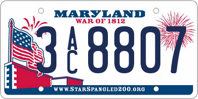 MD license plate 3AC8807