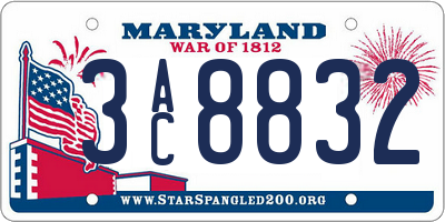 MD license plate 3AC8832