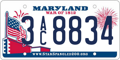 MD license plate 3AC8834