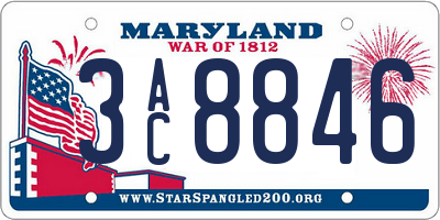 MD license plate 3AC8846