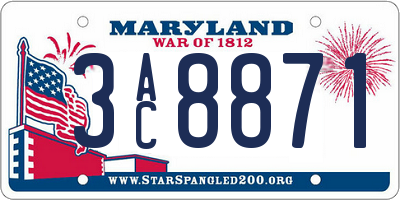 MD license plate 3AC8871