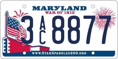 MD license plate 3AC8877