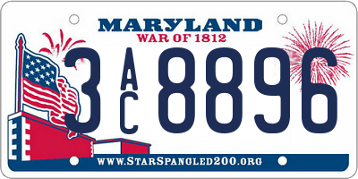 MD license plate 3AC8896