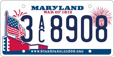MD license plate 3AC8908