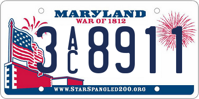 MD license plate 3AC8911