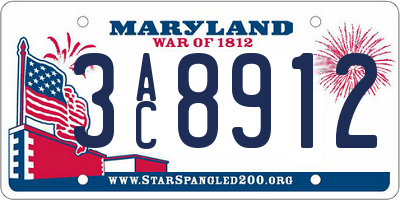 MD license plate 3AC8912