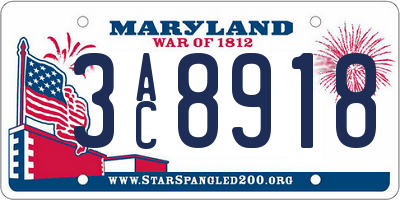 MD license plate 3AC8918
