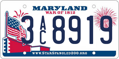 MD license plate 3AC8919