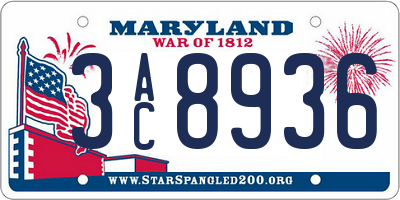 MD license plate 3AC8936