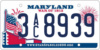 MD license plate 3AC8939