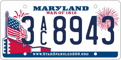 MD license plate 3AC8943