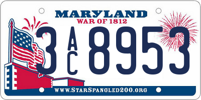 MD license plate 3AC8953