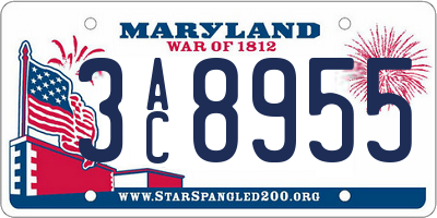 MD license plate 3AC8955