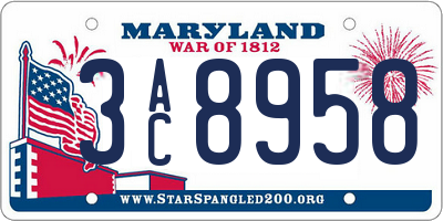 MD license plate 3AC8958