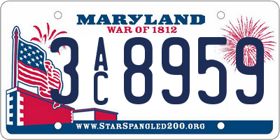MD license plate 3AC8959