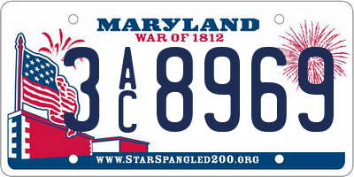 MD license plate 3AC8969