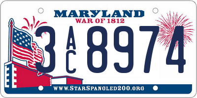 MD license plate 3AC8974