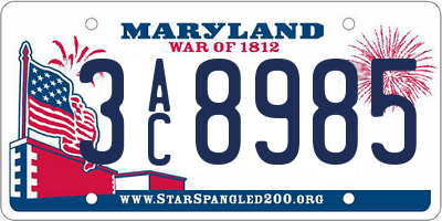 MD license plate 3AC8985