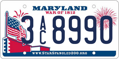 MD license plate 3AC8990
