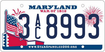MD license plate 3AC8993