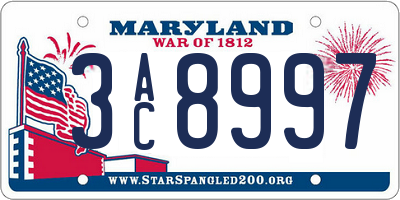 MD license plate 3AC8997